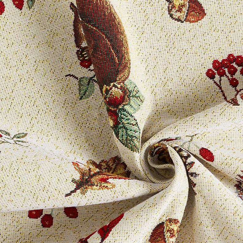 Tissu de décoration Gobelin Animaux d’automne – beige clair/marron,  image number 3