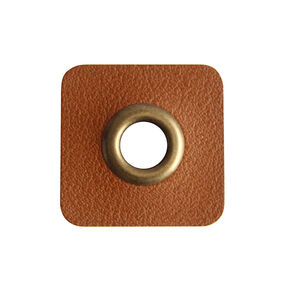 Œillet sur patch Similicuir – marron rouge, 