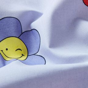 Coton enduit Fleurs joyeuses | Poppy Fabrics – bleu bébé/rose, 