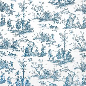 Tissu de décoration Semi-panama Joyeux danseurs 280 cm – bleu océan/blanc, 