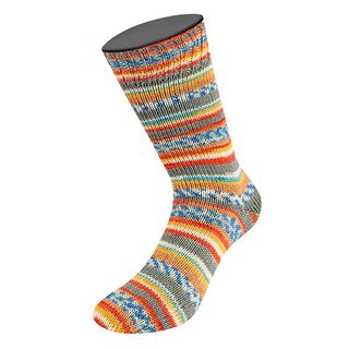 LANDLUST Sockenwolle „Bunte Bänder“, 100g | Lana Grossa – rouge/bleu jean, 