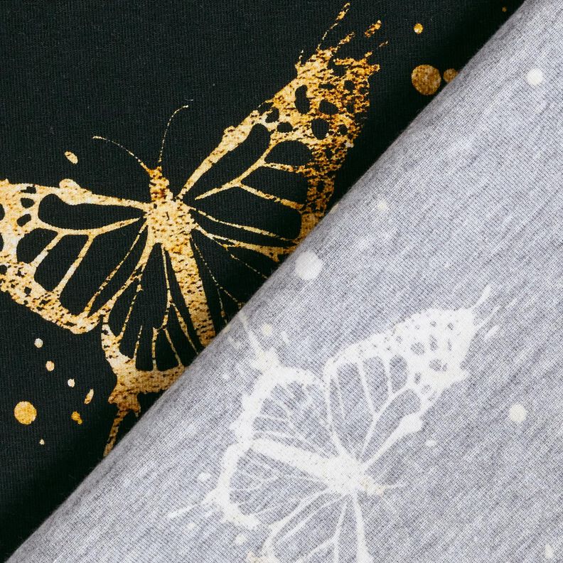 Jersey coton Papillons dorés | Glitzerpüppi – noir,  image number 4