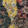 Chiffon plissé fleurs peintes – jaune olive,  thumbnail number 5