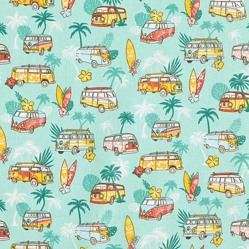 Tissu en coton Cretonne Roadtrip Surf – turquoise,  image number 1