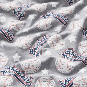 French Terry Sweat d’été base-ball – argent/blanc, 