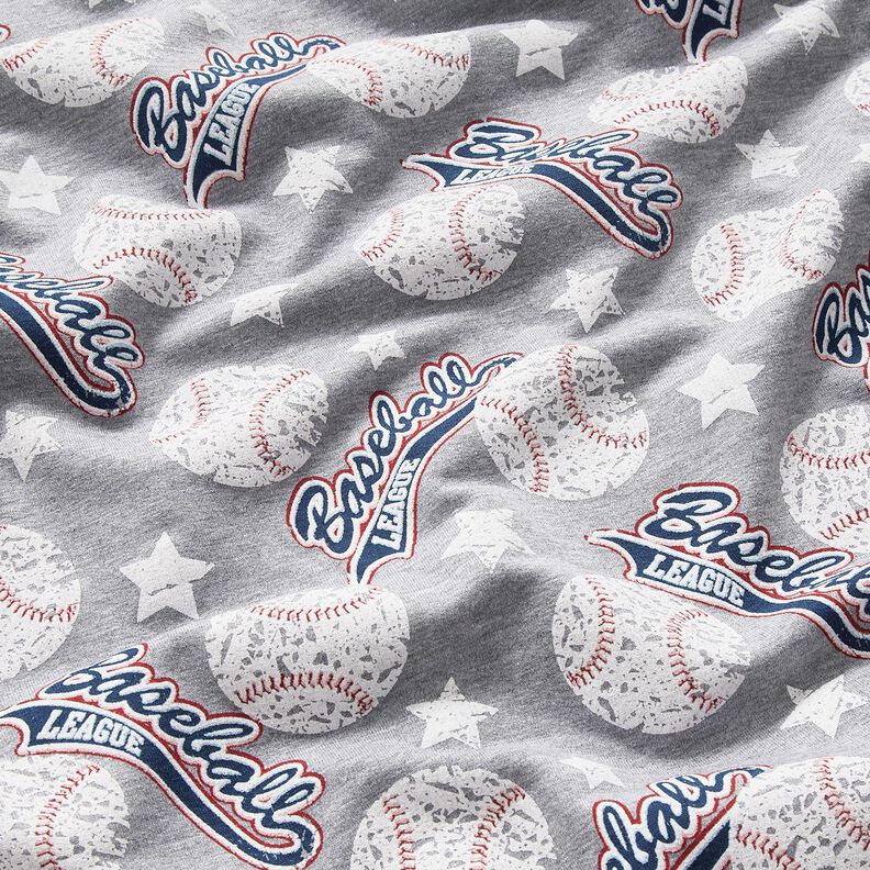 French Terry Sweat d’été base-ball – argent/blanc,  image number 2