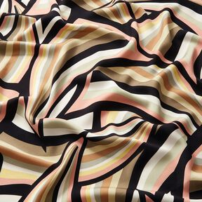 Tissu viscose abstrakte Linien – noir/or rose, 