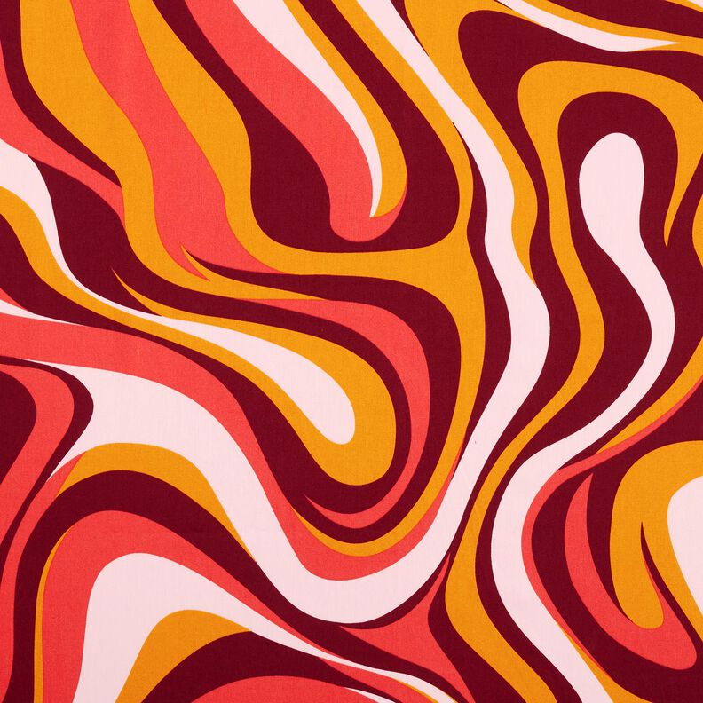Satin de coton Vagues rétro | Poppy Fabrics – rouge bordeaux/jaune curry,  image number 1