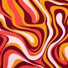 Satin de coton Vagues rétro | Poppy Fabrics – rouge bordeaux/jaune curry,  thumbnail number 1