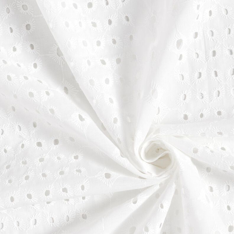 Tissu en coton Décor de broderie ajourée – blanc,  image number 3