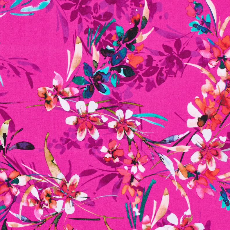 Tissus pour maillot de bain fleurs aquarelles – pourpre/blanc,  image number 6