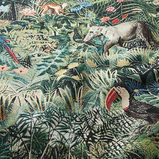 Tissu de décoration Gobelin jungle – noir/vert foncé, 