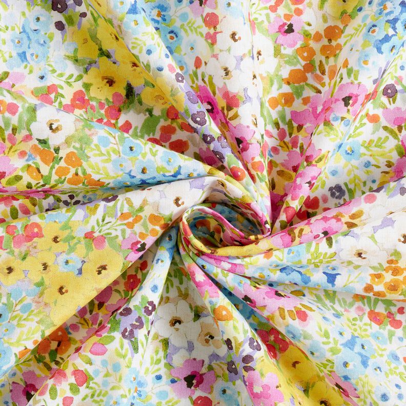 Tissu en coton Popeline Fleurs colorées – lavande/bleu,  image number 3
