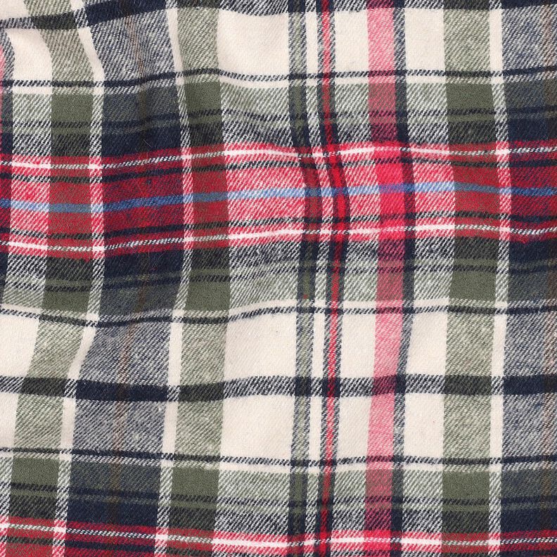 Flanelle coton Karo | Poppy Fabrics – olive/rouge, image number 2