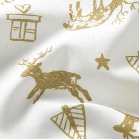 Tissu en coton Cretonne Renne et étoiles – ivoire/or,  Tissu en coton Cretonne Renne et étoiles – ivoire/or,