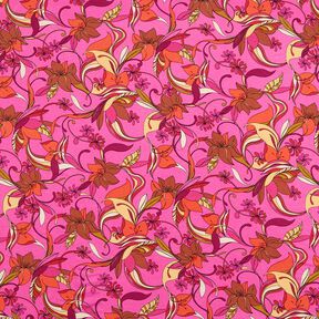 Jersey viscose zarte Blumen – pourpre/rouge feu, 