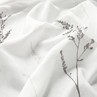 Tissu pour voilages Voile Herbes fines 295 cm – blanc/noir, 