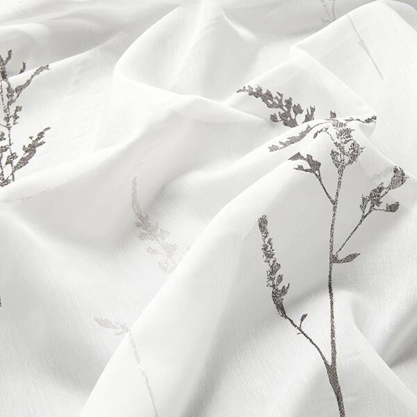 Tissu pour voilages Voile Herbes fines 295 cm – blanc/noir,  image number 2