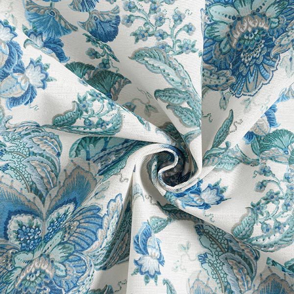 Tissu décoratif Toile ornements floraux orientaux 280 cm – blanc/bleu,  image number 3