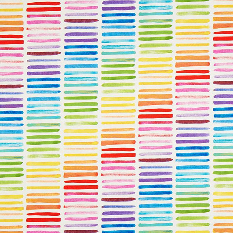 Tissu de décoration Semi-panama rayures arc-en-ciel – blanc, image number 1