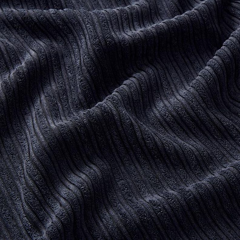 Velours côtelé large à côtes irrégulières uni – bleu marine, image number 2
