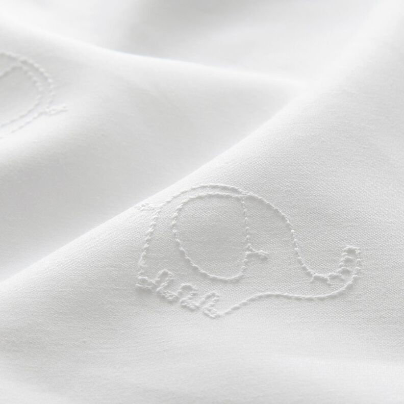 Satin de coton Broderie éléphant – blanc,  image number 2