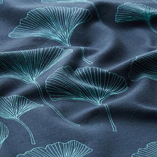 Jersey coton Feuilles de ginkgo – bleu marine, 