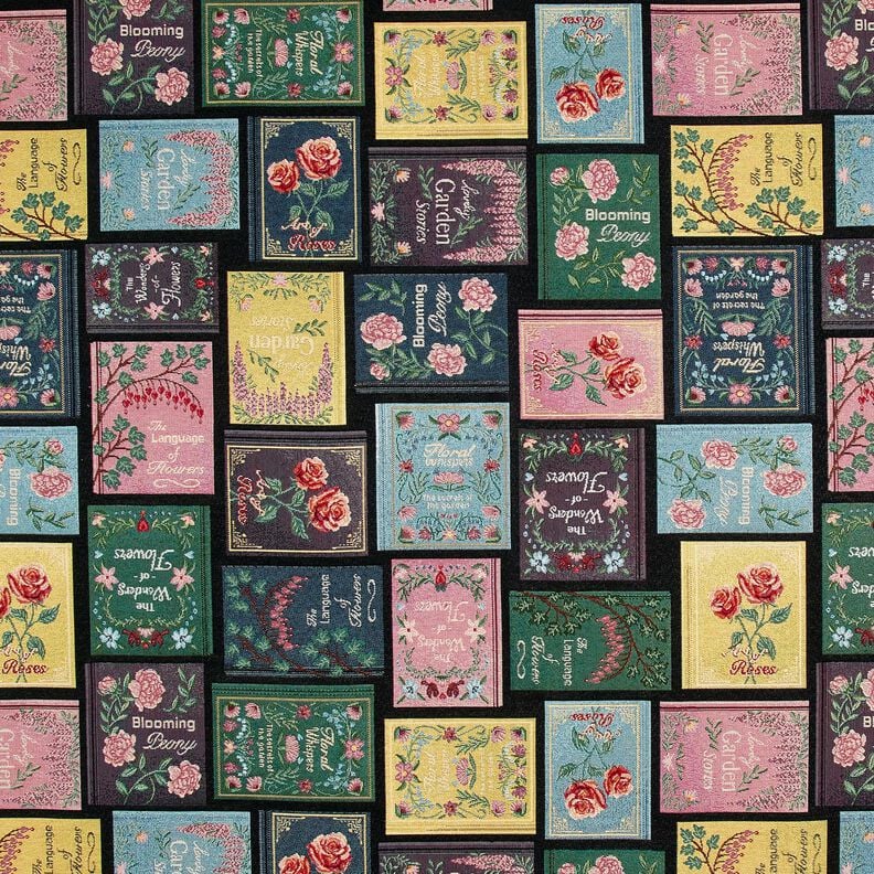 Tissu de décoration Gobelin Couverture de livre – noir/merlot,  image number 1