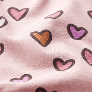 Jersey coton Cœurs colorés – rose, 