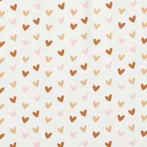 Jersey coton Petits cœurs scintillants – ivoire, 