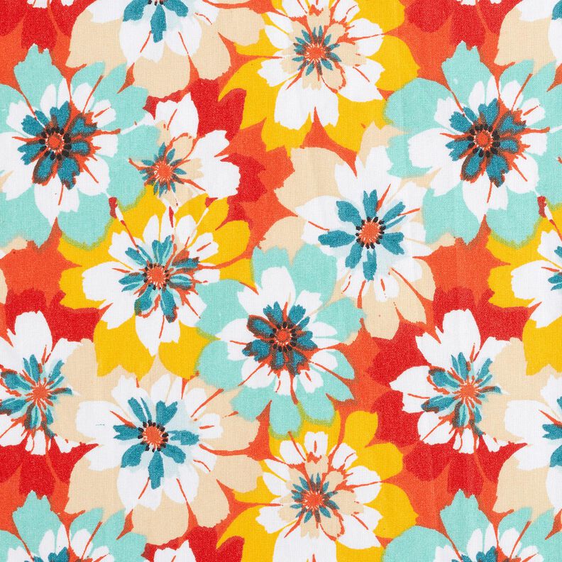 Coton enduit Fleurs de printemps – menthe/terre cuite,  image number 1
