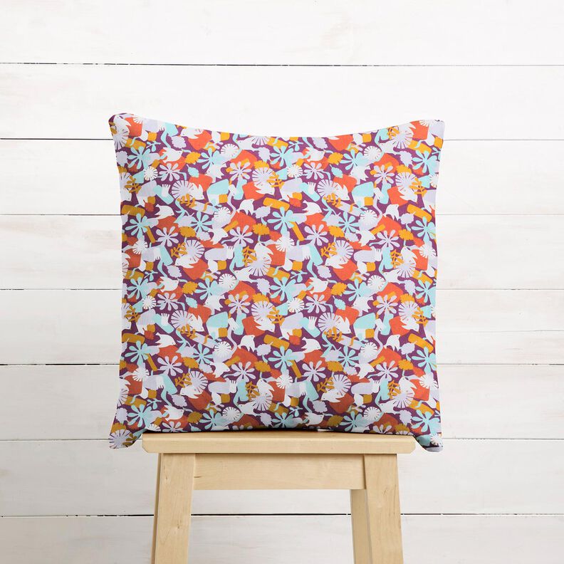 Tissu en coton Cretonne Oiseaux et fleurs – raisin/violet pastel, image number 8