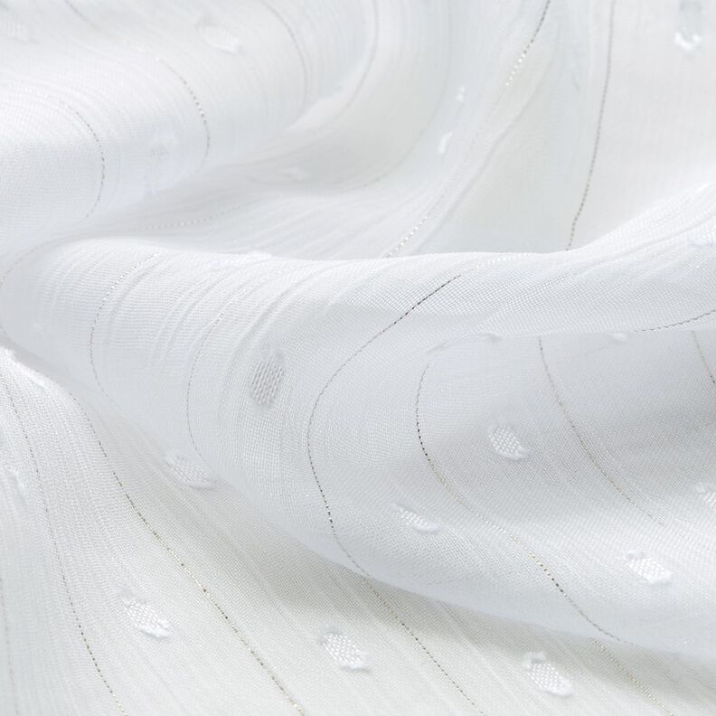Mousseline Dobby métallisée à fines rayures – blanc/argent métallisé,  image number 2