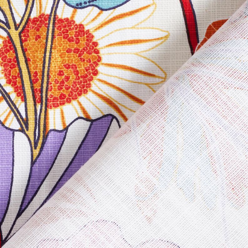 Tissu de décoration Panama Fleurs colorées – crème/lavande, image number 4