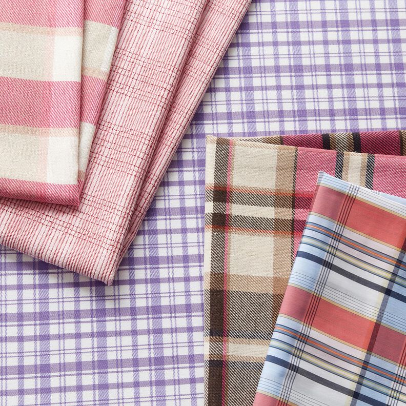 Coton mélangé à carreaux tartan et rayures brillantes – corail, image number 6