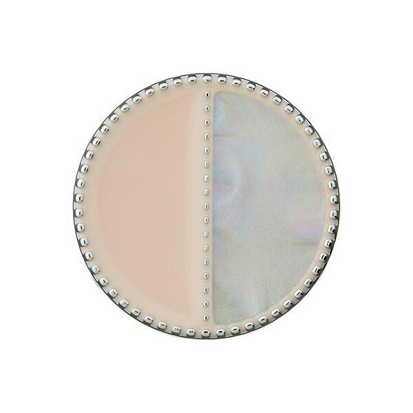 Bouton à queue polyester métal [ Ø23 mm ] – gris/beige,  image number 1