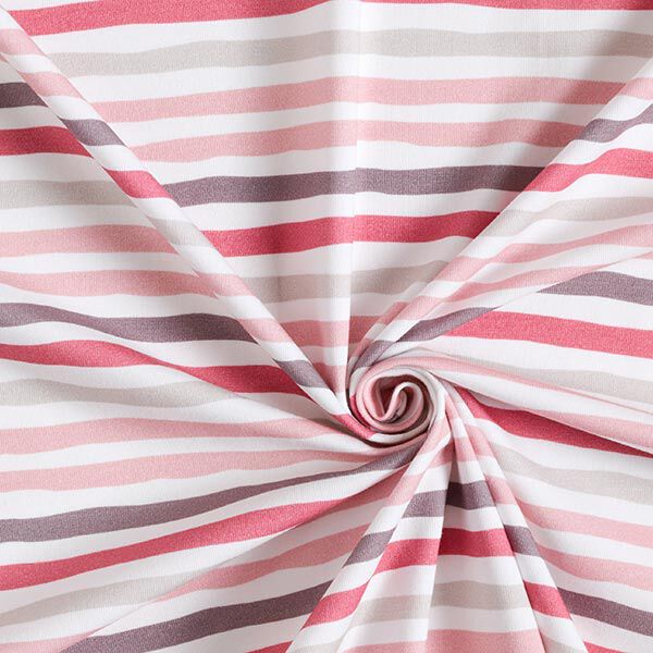 Jersey coton Rayures Impression numérique – écru/rose,  image number 3