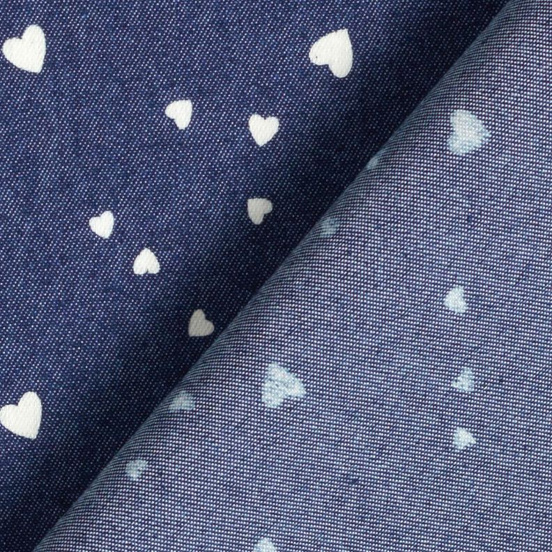 Chambray Petits cœurs – bleu marine/écru,  image number 4