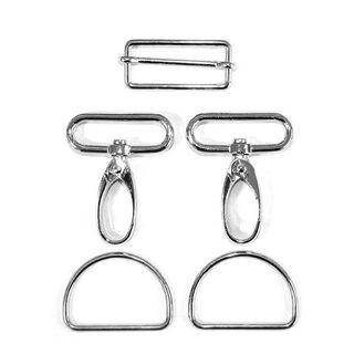 Accessoires pour sacs Set [ 5-pièces | 40 mm] – argent métallique, 