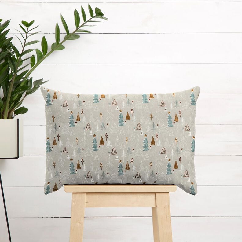Tissu en coton Popeline Sapins minimalistes – taupe clair,  image number 7