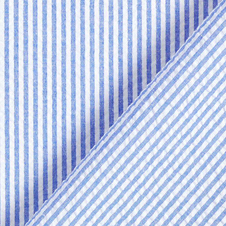 Seersucker Mélange coton à rayures – bleu roi/écru,  image number 4