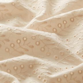 Batiste Dentelle brodée Vrilles de feuilles – crème, 