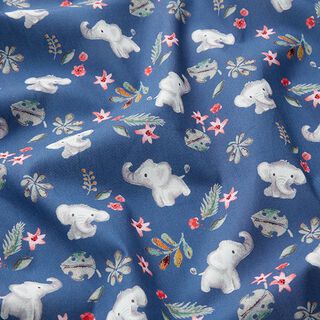 Popeline coton Bébé éléphant dans la jungle Impression numérique  – bleu jean | Reste 70cm, 