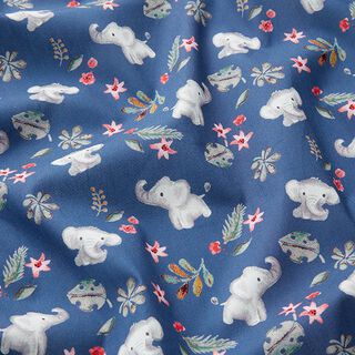 Popeline coton Bébé éléphant dans la jungle Impression numérique  – bleu jean, 