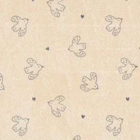 Jersey éponge Petits oiseaux – amande, 