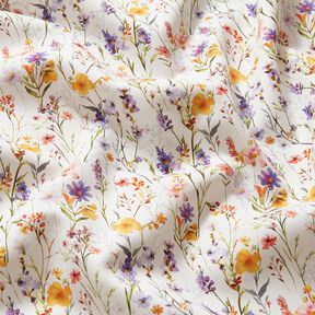 Tissu de décoration Sergé coton Fleurs sauvages – ivoire/lilas, 