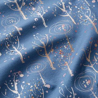 Jersey coton arbres abstraits Impression numérique – bleu jean, 