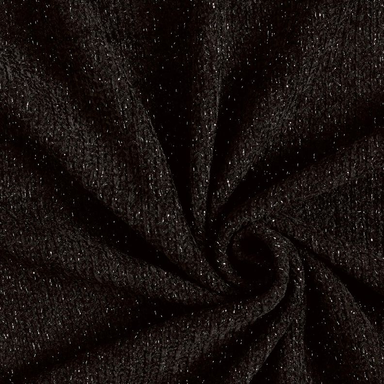 Chenille Jacquard maille Paillettes – noir/argent vieilli métallisé,  image number 1