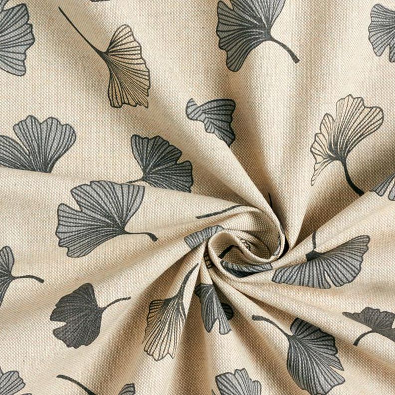 Tissu de décoration Semi-panama Feuilles de ginkgo – gris/nature,  image number 5