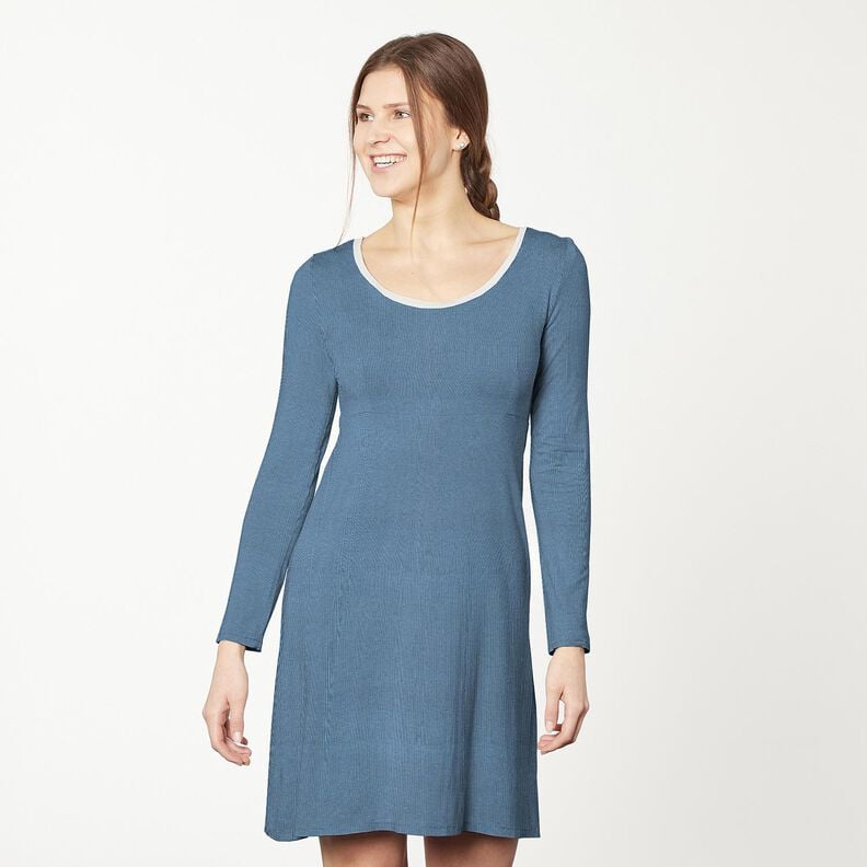 Jersey côtelé côtes 2-1-1-1 fines – bleu jean,  image number 7